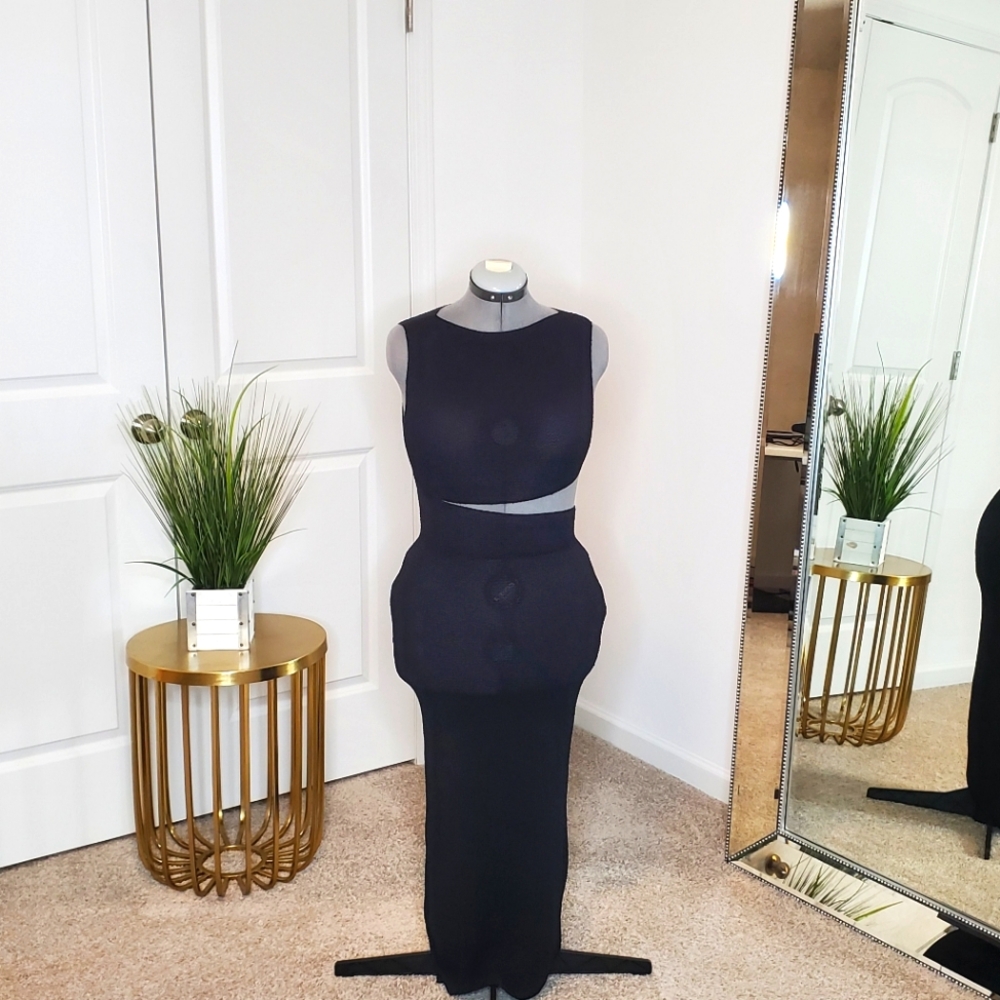 Zara Cut Out Maxi Dress S Black